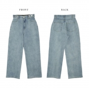 ウエストゴム ストレッチデニム 隠しゴム ストレートライン デニムパンツ ボトムス シンプル レディース